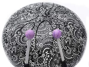 Satnam Happy Drums Steel Tongue Drum 8 Notes 6-Inch Handpan Percussion Instrument with Carrying Case Bag - Paisley Black