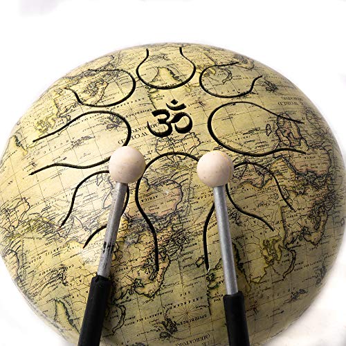 Satnam Happy Drums Steel Tongue Drum 8 Notes 8-Inch Handpan Percussion Instrument with Carrying Case Bag - World MAP Satnam Happy Drums Steel Tongue Drum 8 Notes 8-Inch Handpan Percussion Instrument with Carrying Case Bag - World MAP
