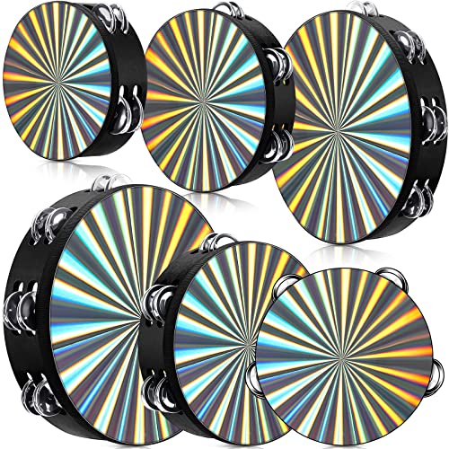 6 Pcs Tambourines Radiant Hand Held Drum Radiant Tambourine with Double Row Jingles Reflective Hand Wood Drum 6/8/ 10 Inch Rhythm Percussion Instrument for Adult Musical Educational Church Party 6 Pcs Tambourines Radiant Hand Held Drum Radiant Tambourine with Double Row Jingles Reflective Hand Wood Drum 6/8/ 10 Inch Rhythm Percussion Instrument for Adult Musical Educational Church Party